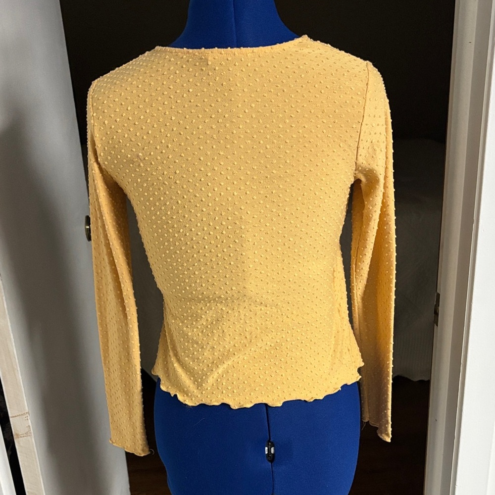 Elegant Mustard Wrap Blouse - Picture 5 of 8